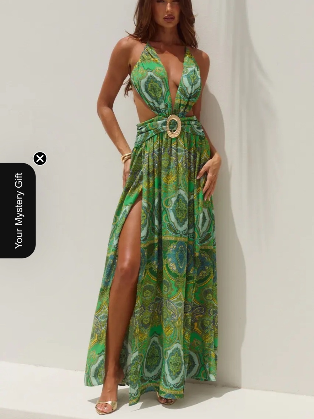 FONTANA DEEP PLUNGE MAXI DRESS - INDIANA GREEN (runway the label)